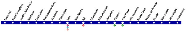 Mapa da estação Liberdade - Linha 1 Azul do Metrô